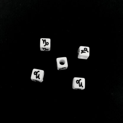 Zodiac sign symbol Capricornus white plastic cubes - size 6 mm - 5 pieces