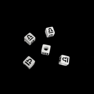 Zodiac sign symbol Libra white plastic cubes - size 6 mm - 5 pieces