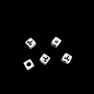 Zodiac sign symbol Aries white plastic cubes - size 6 mm - 5 pieces