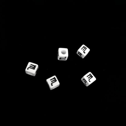 Zodiac sign symbol Scorpius white plastic cubes - size 6 mm - 5 pieces