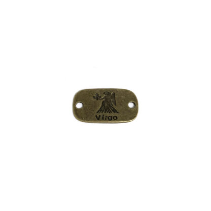 Zodiac sign Virgo rectangular brass metal label - size 26 х 15 mm