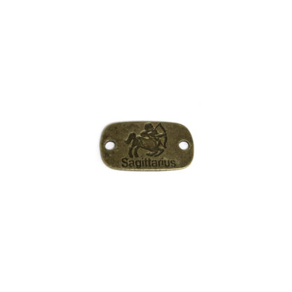 Zodiac sign Sagittarius rectangular brass metal label - size 26 х 15 mm
