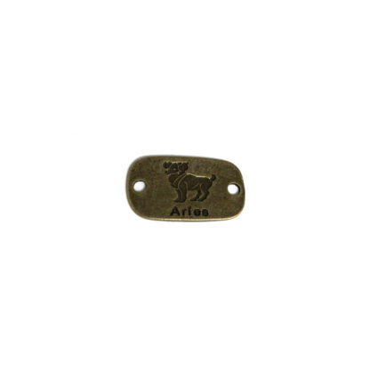Zodiac sign Aries rectangular brass metal label - size 26 х 15 mm