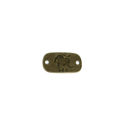 Zodiac sign Leo rectangular brass metal label - size 15 x 26 mm