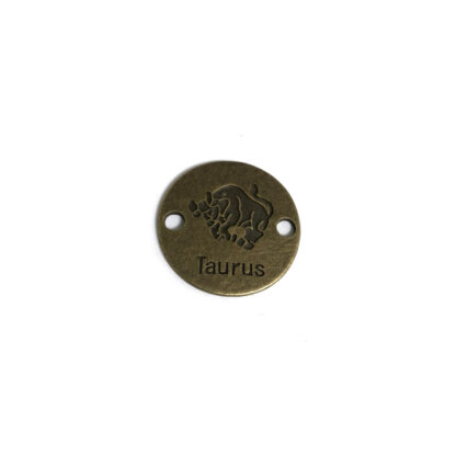 Zodiac sign Taurus round brass metal label - diametre 23 mm