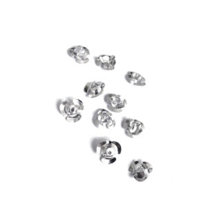 Silvery rose flower metal beads - size 6 x 10 mm - 10 pieces