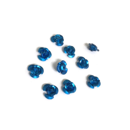 Blue rose flower metal beads - size 6 x 10 mm - 10 pieces
