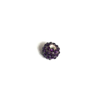 Round purple plastic bead with studs by piece - diametre 14 mm