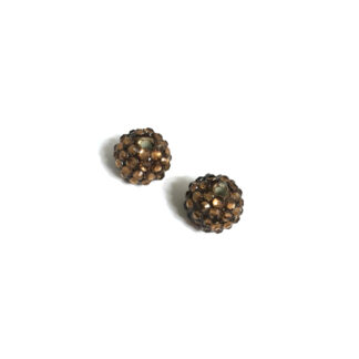 Round brown plastic beads with studs - diametre 14 mm - 2 pieces