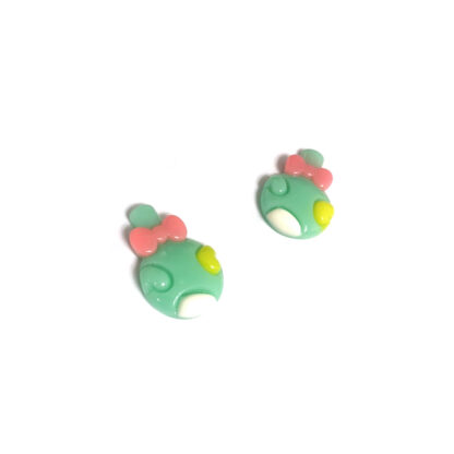 Flat-back green white yellow and pink plastic cabochons by piece - size 17 x 25 mm