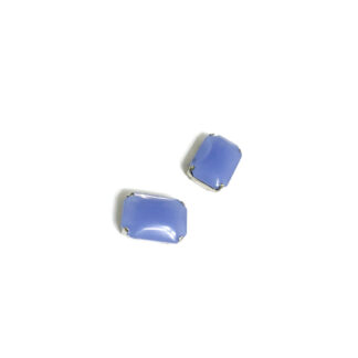 Silvery metal claws cup rectangular blue sew-on rhinestones - size 12 х 18 mm