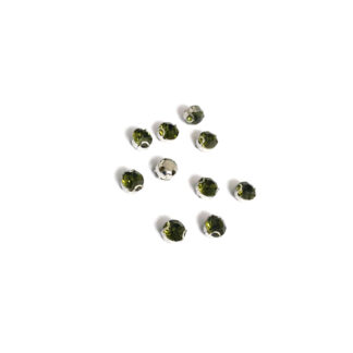 Silvery metal claws cup faceted round greenish yellow sew-on rhinestones - size 4.8 mm - 10 pieces