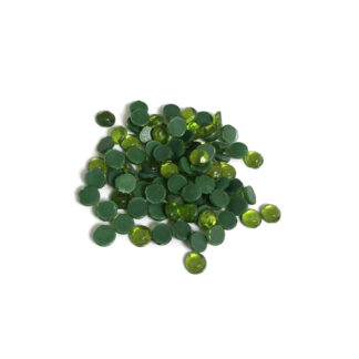 Faceted round flat-back hot fix yellowish green rhinestones - diametre 5 mm - weight 50 g