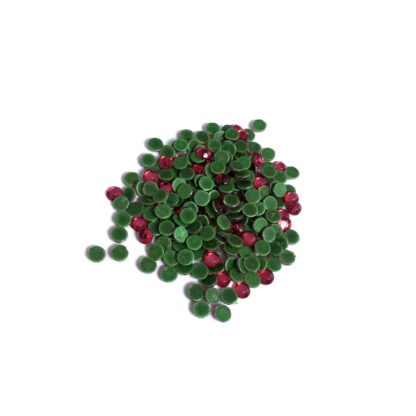 Faceted round flat-back pinkish red hot fix rhinestones - diametre 3 mm - weight 50 g