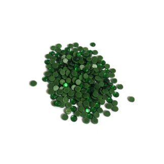 Faceted round flat-back hot fix green rhinestones - diametre 3 mm - weight 50 g