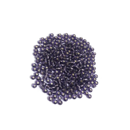 Round silvery dark purple seed beads - size 3.5 mm - weight 50 g
