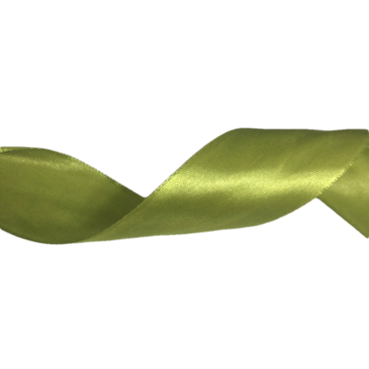 Greyish yellow green satin ribbon by roll - width 40 mm - length 22.86 metres