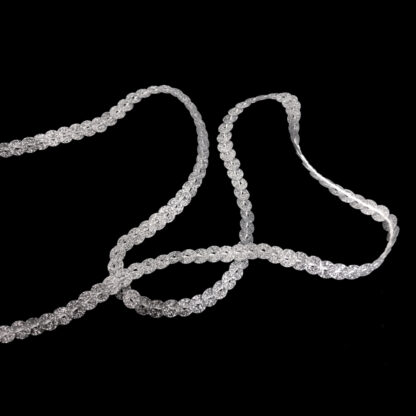 Glittery silvery sequin string by metre - width 6 mm