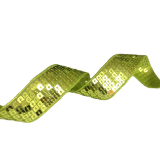 Yellowish green sequin ribbon by metre - width 25 mm