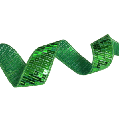 Green sequin ribbon by metre - width 25 mm