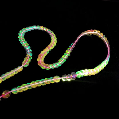 Green pink and yellow sequin string by metre - width 6 mm