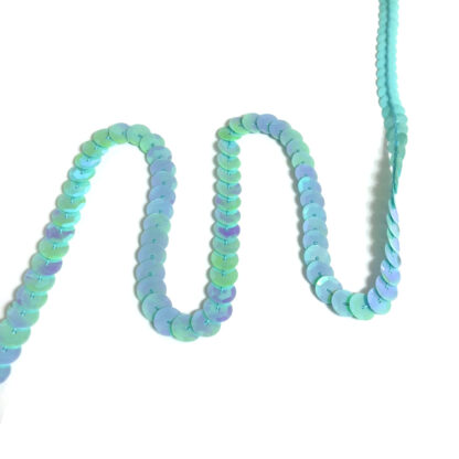 Bluish light green sequin string by metre - width 8 mm