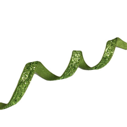 Yellowish green velvet lurex ribbon by metre - width 10 mm