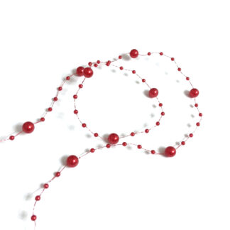 Pearly red plastic beads string by metre - diametre 8 mm