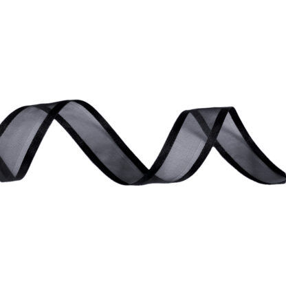 Black organza ribbon with satin edges by metre - width 20 mm