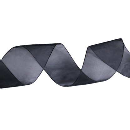 Black organza ribbon by metre - width 40 mm