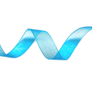 Blue organza ribbon by metre - width 16 mm