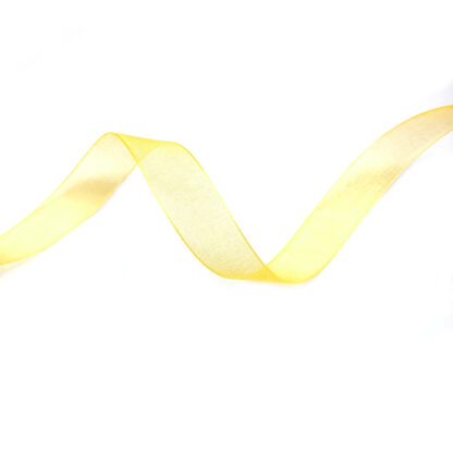 Yellow organza ribbon by roll - width 16 mm - length 22.86 metres