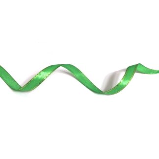 Yellowish green satin ribbon with golden edges by metre - width 10 mm
