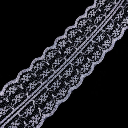 Grey lace trim ribbon by metre - width 45 mm