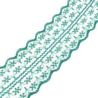 Bluish green lace trim ribbon by metre - width 45 mm