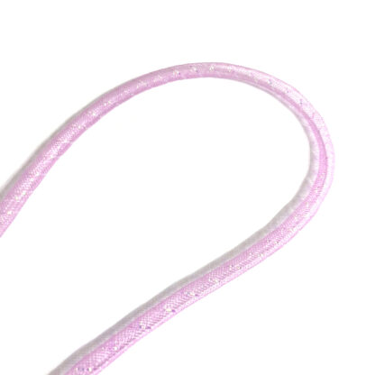 Flexible light pink mesh tube with glittery green spiral strip by metre - diametre 8 mm