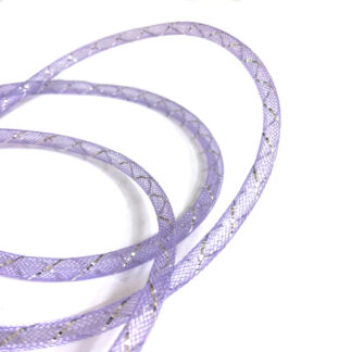 Flexible light purple mesh tube with silvery spiral strip by metre - diametre 8 mm