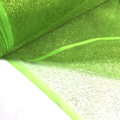 Glittery stiff yellowish green net fabric by metre - width 160 cm