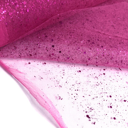 Glittery stiff pink net fabric by metre - width 160 cm