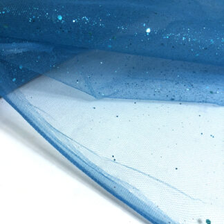 Glittery stiff blue net fabric by metre - width 160 cm