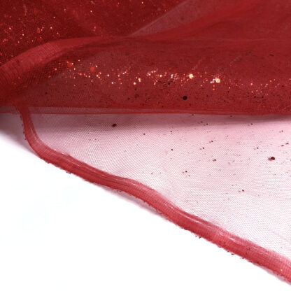 Glittery stiff red net fabric by metre – width 160 cm