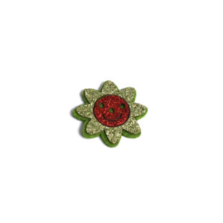 Glittery red and green sun felt decoration by piece - diametre 32 mm