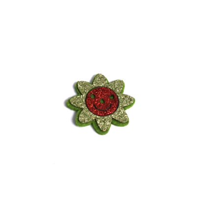 Glittery red and green sun felt decoration by piece - diametre 32 mm