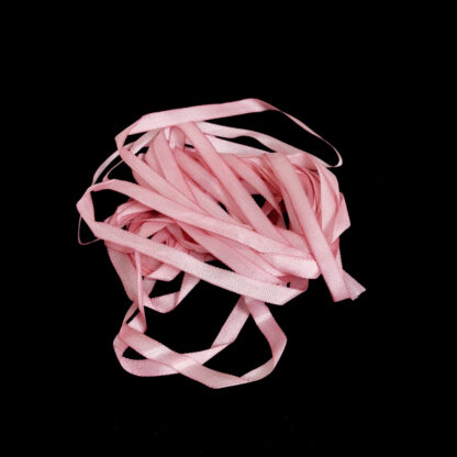 Hand-painted reddish light pink pure silk ribbon - width 4 mm - length 3 metres
