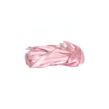 Hand-painted reddish light pink pure silk ribbon - width 4 mm - length 3 metres