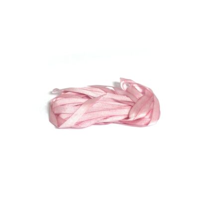 Hand-painted reddish light pink pure silk ribbon - width 4 mm - length 3 metres