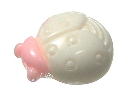Flat-back white and pink plastic ladybird cabochons - size 16 mm - 3 pieces