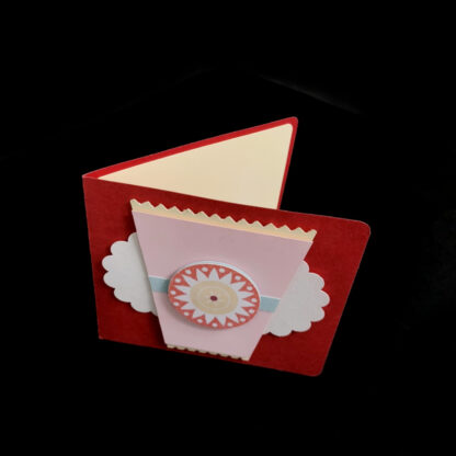 Red and pink paper greeting card - size 90 x 100 mm