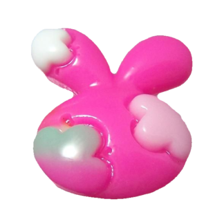 Flat-back pink white and grey plastic rabbit head cabochons by piece - size 20 mm