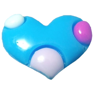 Flat-back blue white pink and grey plastic heart cabochons by piece - size 17 x 23 mm